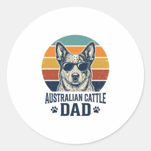 Sticker Rond T-shirt vintage coucher de soleil Papa Blue Heeler
