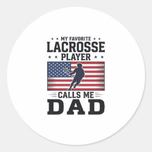 Sticker Rond T-shirt vintage drapeau américain Funny Lacrosse P