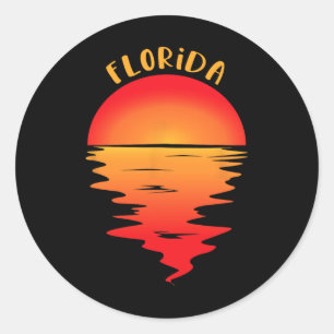 Sticker Rond T Shirt Vintage Florida Beach Sunset - Vacances Ré