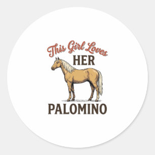 Sticker Rond T-Shirt vintage gravure amateur de cheval Palomino