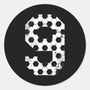 Sticker Rond T Shirt Vintage Numéro 9 Maillot de Foot