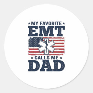 Sticker Rond T-shirt vintage patriotique Mon EMT préféré m'appe