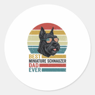 Sticker Rond T-shirt vintage patriotique papa Schnauzer miniatu