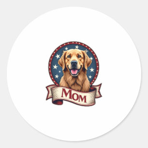 Sticker Rond T-shirt vintage pour maman de retriever doré patri
