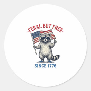 Sticker Rond T-shirt vintage Raton laveur patriotique sauvage m