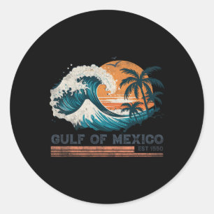 Sticker Rond T-shirt Vintage rétro du Golfe du Mexique 2.png