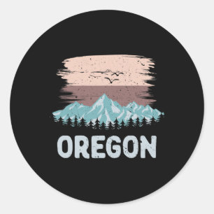 Sticker Rond T Shirt Vintage Ski Oregon Montagne Snowboarding