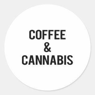 Sticker Rond T Shirt Weed - Chemise Pot - Café Et Tee T
