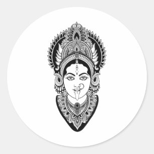 Sticker Rond T Shirt Yoga Hindou Inde Inde Déesse Déité Kali