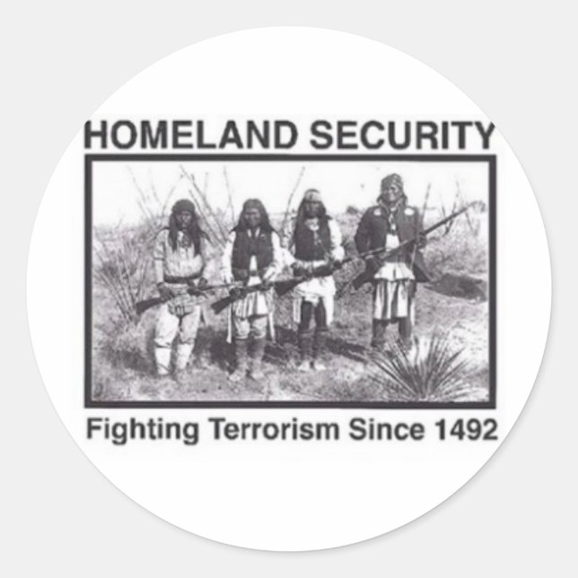 Sticker Rond T-shirts de la Sécurité intérieure des Amérindiens (Devant)