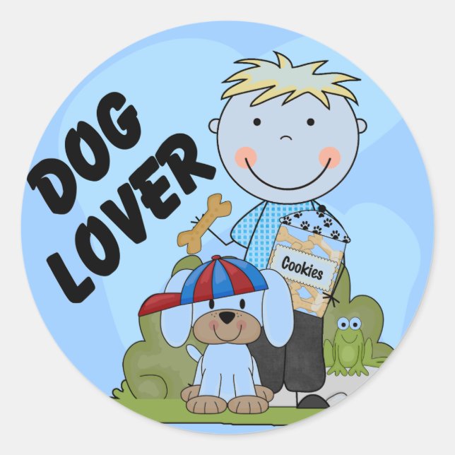 Sticker Rond T-shirts et cadeaux Amoureux de les chiens Blond B (Devant)