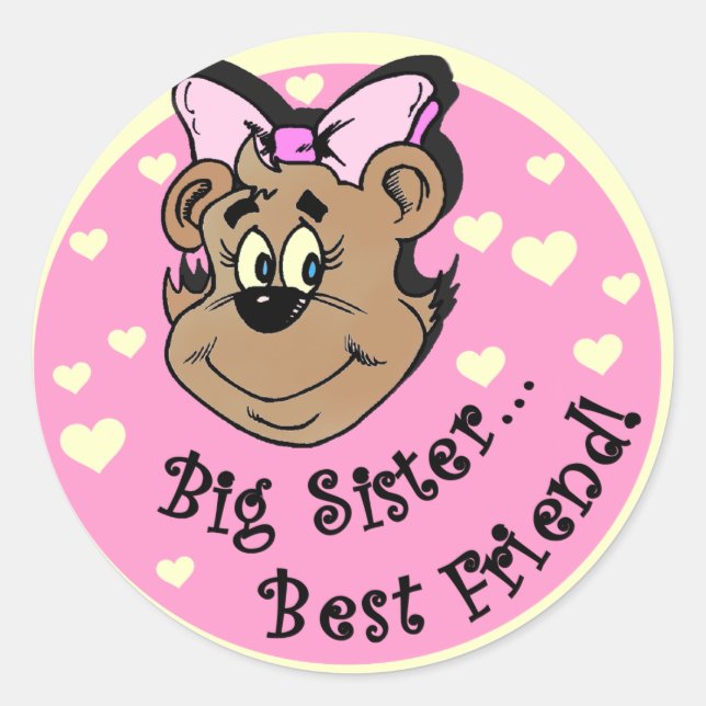 Sticker Rond T-shirts et cadeaux Big Sister Best Friend (Devant)