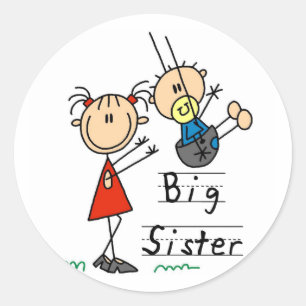 Sticker Rond T-shirts et cadeaux Big Sister Little Brother