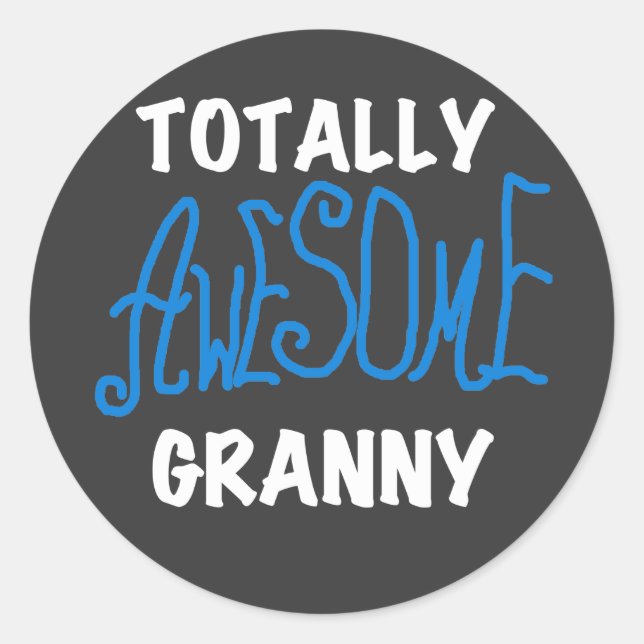 Sticker Rond T-shirts et cadeaux bleu Granny absolument géniaux (Devant)