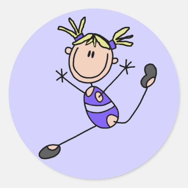 Sticker Rond T-shirts et cadeaux Blond Girl Gymnast (Devant)