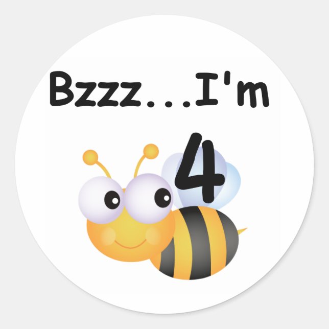 Sticker Rond T-shirts et cadeaux Buzz Bumblebee 4e anniversaire (Devant)
