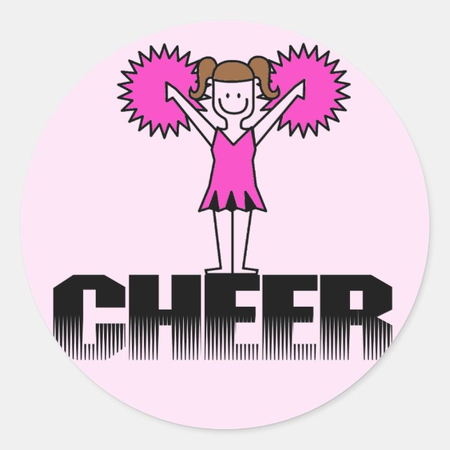 Sticker Rond T-shirts et cadeaux Cheerling rose (Devant)