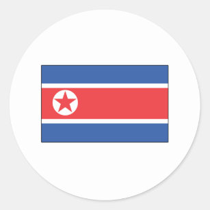 Sticker Rond T-shirts et cadeaux coréens du nord de drapeau