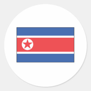 Sticker Rond T-shirts et cadeaux coréens du nord de drapeau