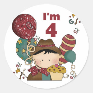 Sticker Rond T-shirts et cadeaux Cowboy 4e anniversaire