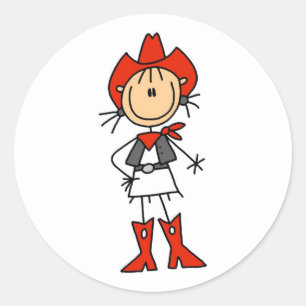 Sticker Rond T-shirts et cadeaux Cowgirl Red Hat