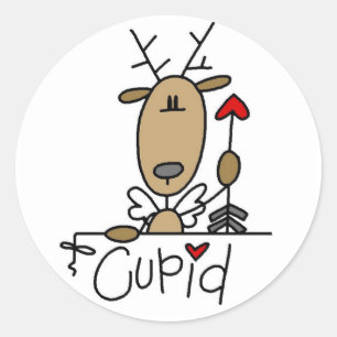 Sticker Rond T-shirts et cadeaux Cupid Reindeer