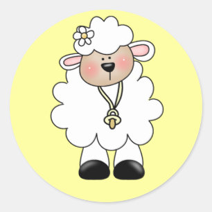 Sticker Rond T-shirts et cadeaux d'agneau blanc