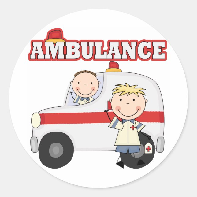 Sticker Rond T-shirts et cadeaux d'ambulance (Devant)