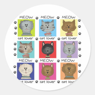 Sticker Rond T-shirts et cadeaux d'amoureux des chats de Meow