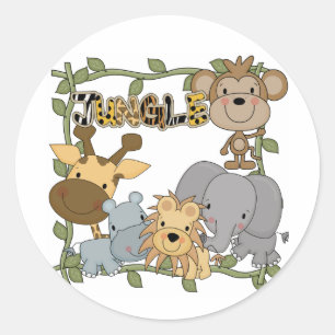 Sticker Rond T-shirts et cadeaux d'animaux de jungle de bébé