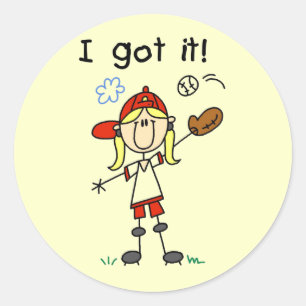 Sticker Rond T-shirts et cadeaux de baseball pour filles J'ai e