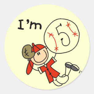 Sticker Rond T-shirts et cadeaux de baseball pour garçons de 5