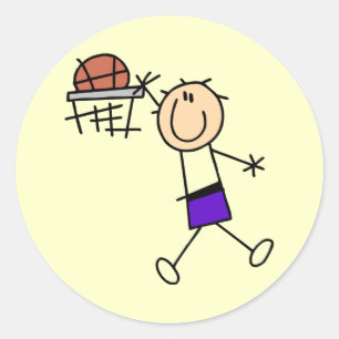 Sticker Rond T-shirts et Cadeaux de Basket-ball Slam Dunk Viole