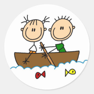 Sticker Rond T-shirts et Cadeaux de Bateau de Pêche à Figure Bâ