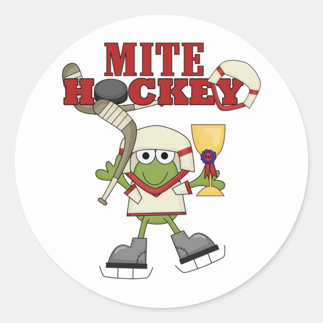 Sticker Rond T-shirts et cadeaux de champion de hockey sur mite (Devant)