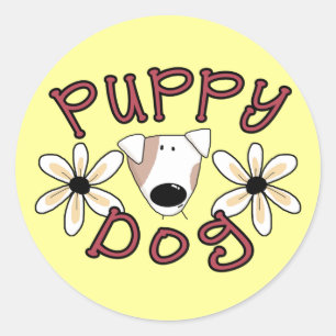 Sticker Rond T-shirts et cadeaux de chiot de fleurs