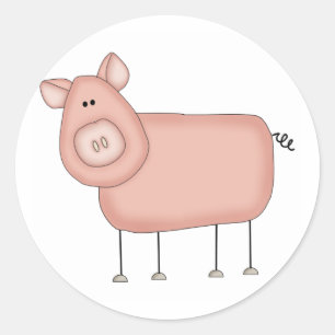 Sticker Rond T-shirts et cadeaux de cochon rose