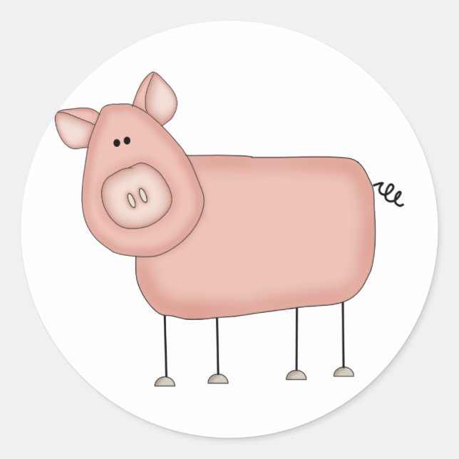 Sticker Rond T-shirts et cadeaux de cochon rose (Devant)