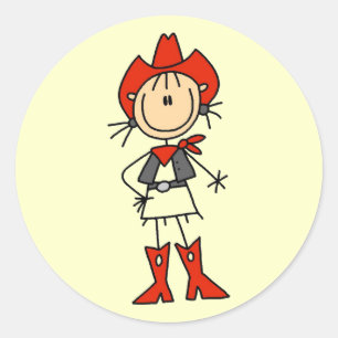 Sticker Rond T-shirts et cadeaux de cow-girl de Red Hat
