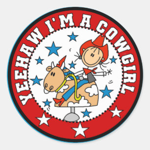 Sticker Rond T-shirts et Cadeaux de Cowgirl Yee Haw