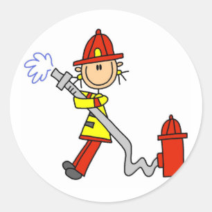 Sticker Rond T-shirts et cadeaux de femme pompier avec tuyau