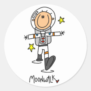 Sticker Rond T-shirts et cadeaux de l'astronaute Moonwalk