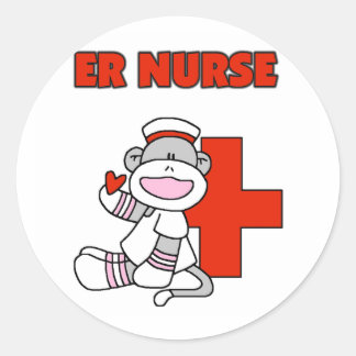 Sticker Rond T-shirts et cadeaux de l'infirmière de singe de ch