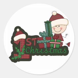 Sticker Rond T-shirts et cadeaux de Noël Elf Baby First