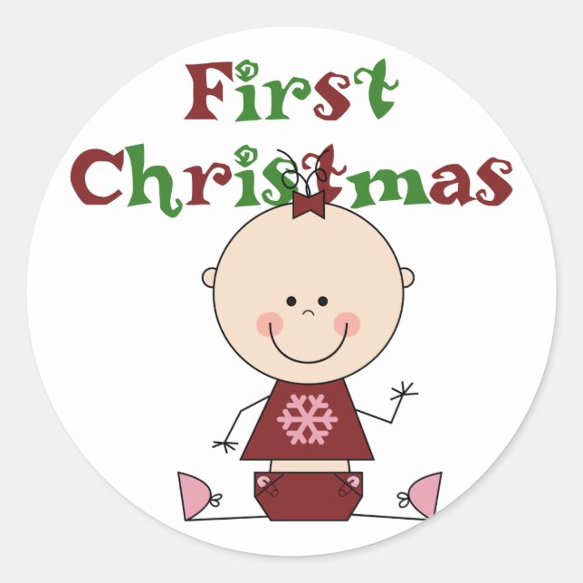 Sticker Rond T-shirts et cadeaux de Noël pour la petite fille (Devant)