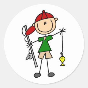 Sticker Rond T-shirts et cadeaux de pêche à figure bâton