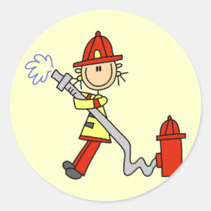 Sticker Rond T-shirts et cadeaux de pompier avec tuyau