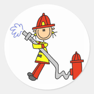 Sticker Rond T-shirts et cadeaux de pompier avec tuyau