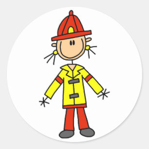 Sticker Rond T-shirts et cadeaux de pompier en bonhomme allumet