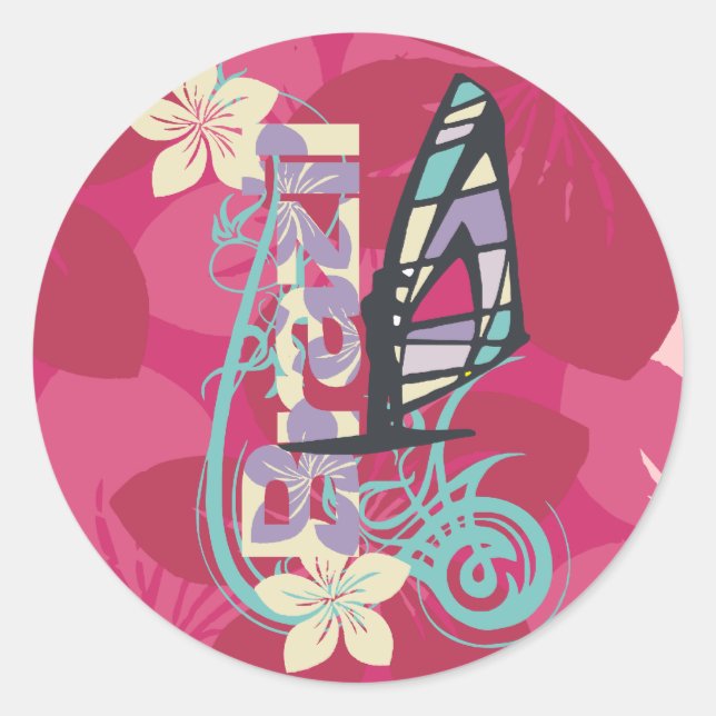 Sticker Rond T-shirts et cadeaux de Windsurfing Brésil (Devant)